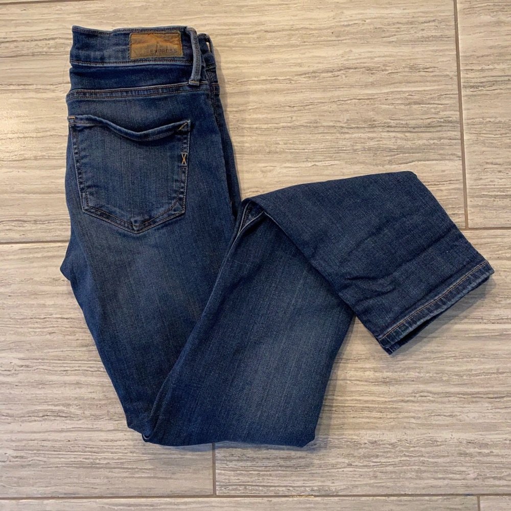 Express Mid Rise Dark Wash Skinny (Bootcut) Jeans